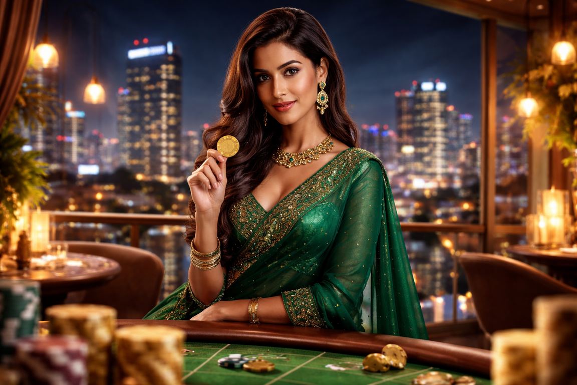 Evening cityscape of Pune with subtle betting app illustration